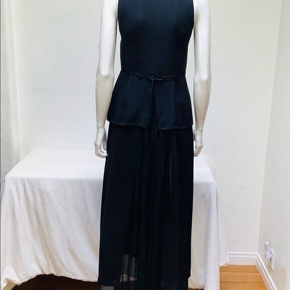 MORGANE LE FAY SILK MAXI SILK DRESS BLACK SMALL - Picture 7 of 9